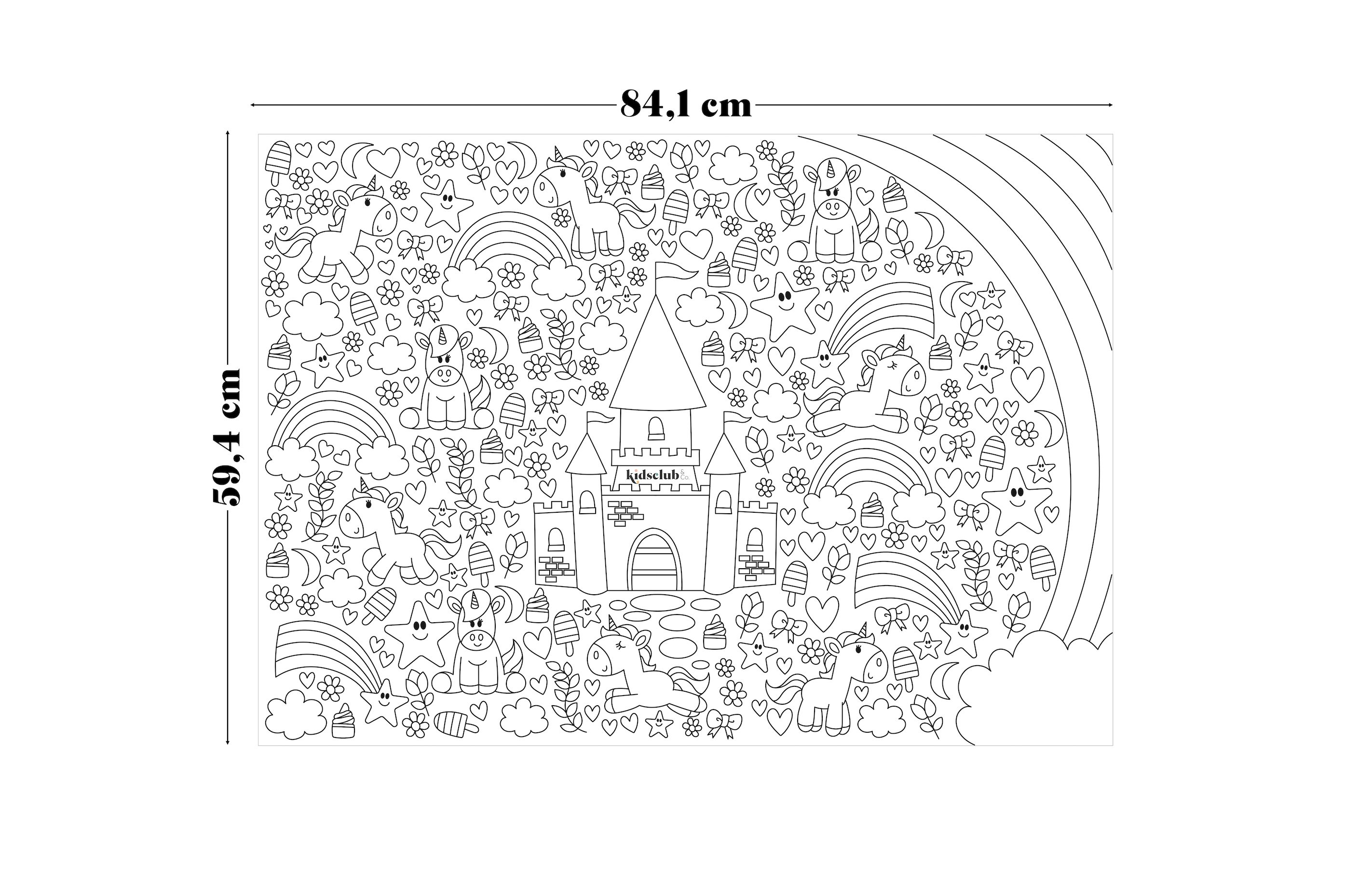 Kidsclub & Co. Malvorlage,  Ausmalposter "Einhorn" - Malen & Kreativität für Kinder
