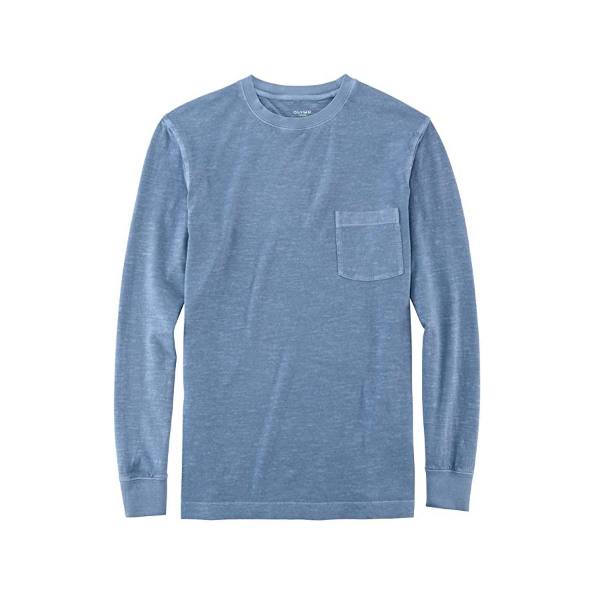 (1-tlg) mittel-blau Rundhalsshirt OLYMP