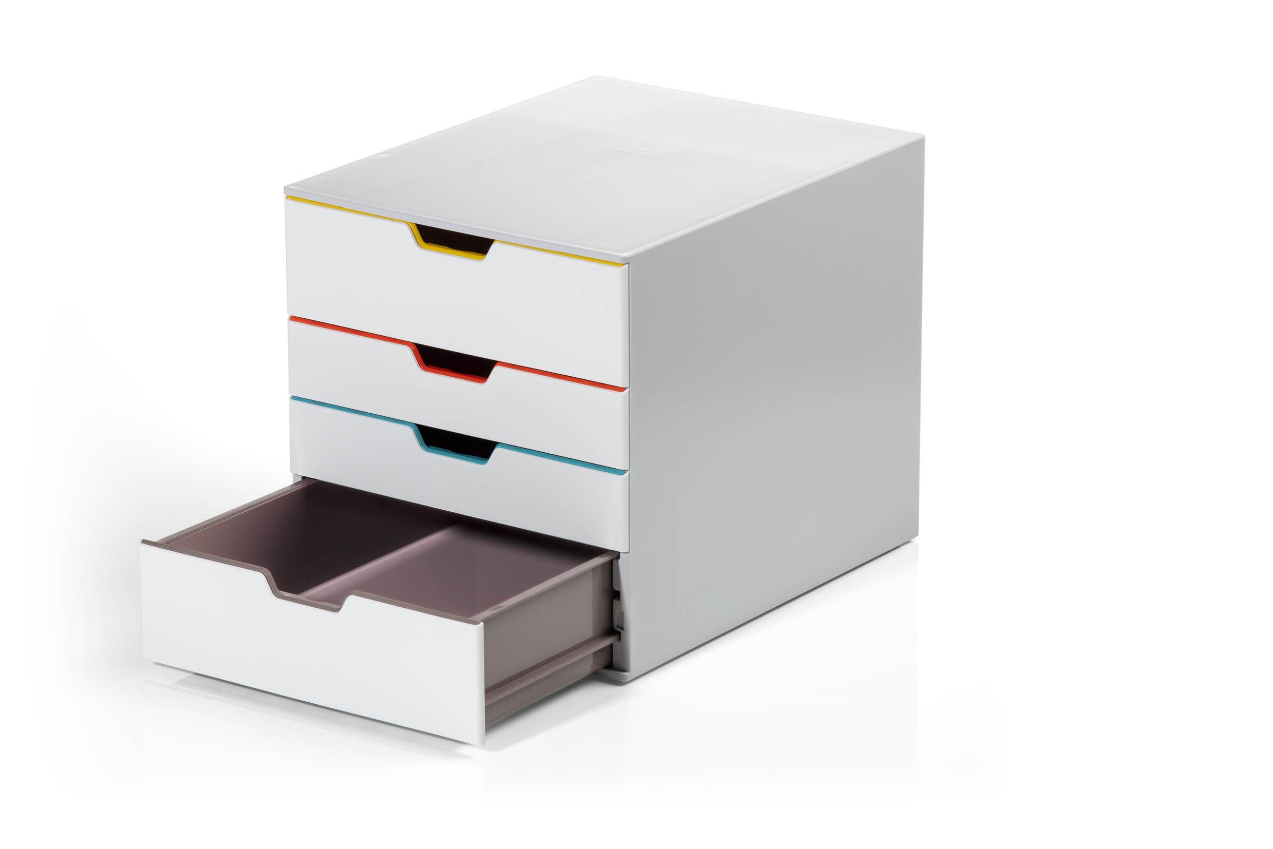 DURABLE Schubladenbox Durable Schubladenbox Varicolor Mix 4 Fächer, Durable Schubladenbox A4 (Varicolor Mix) 4 Fächer, mit Etiketten zur B