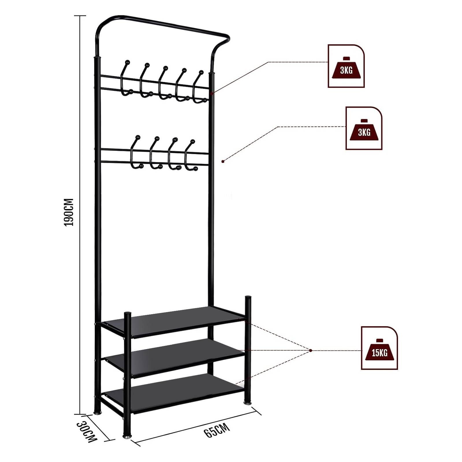 ElitVita Kleiderständer Garderobe mit Schuhablage, 3 Ablagen, mit 7 Haken, günstig online kaufen