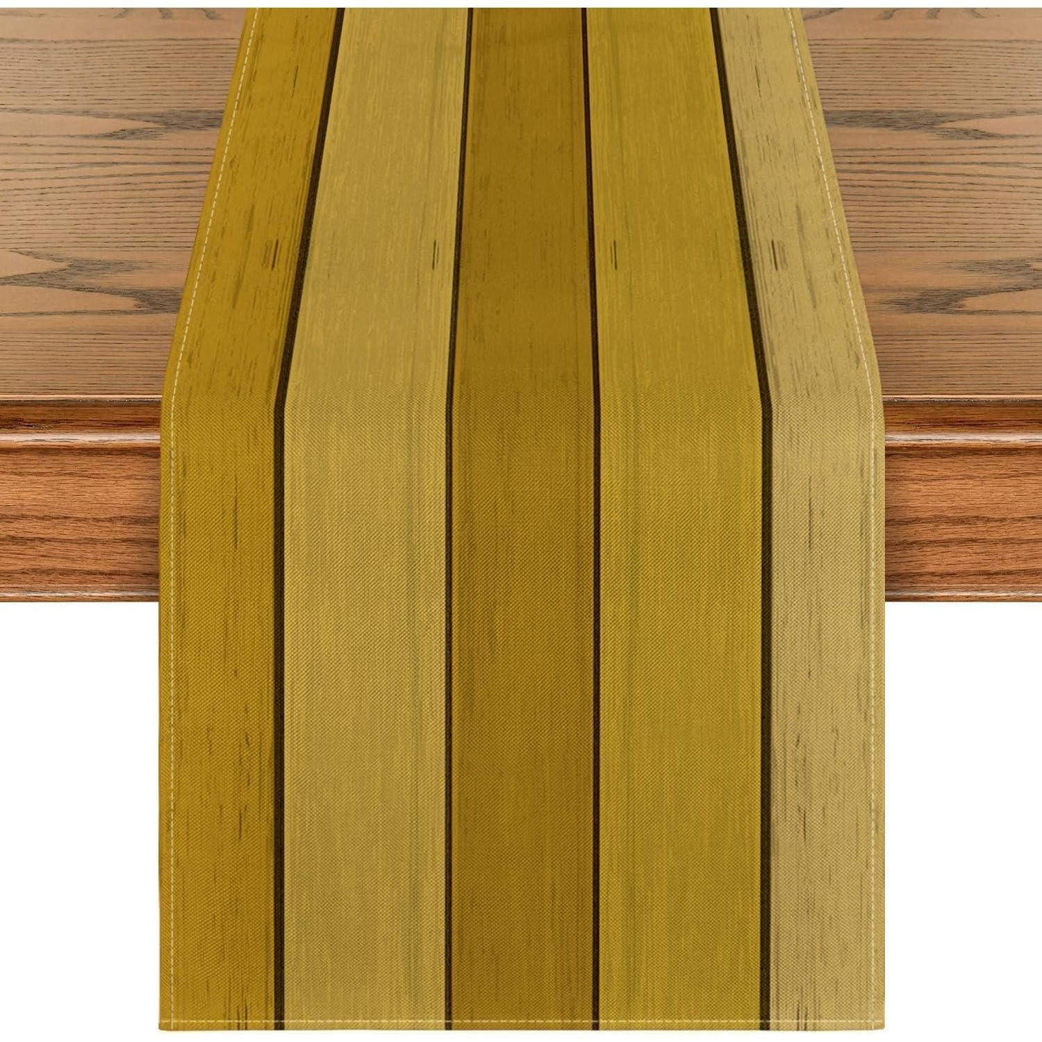 LuxusKollektion Tischläufer Tischläufer gelb Holz Planken rustikal antik 40 x 140 cm Gelb