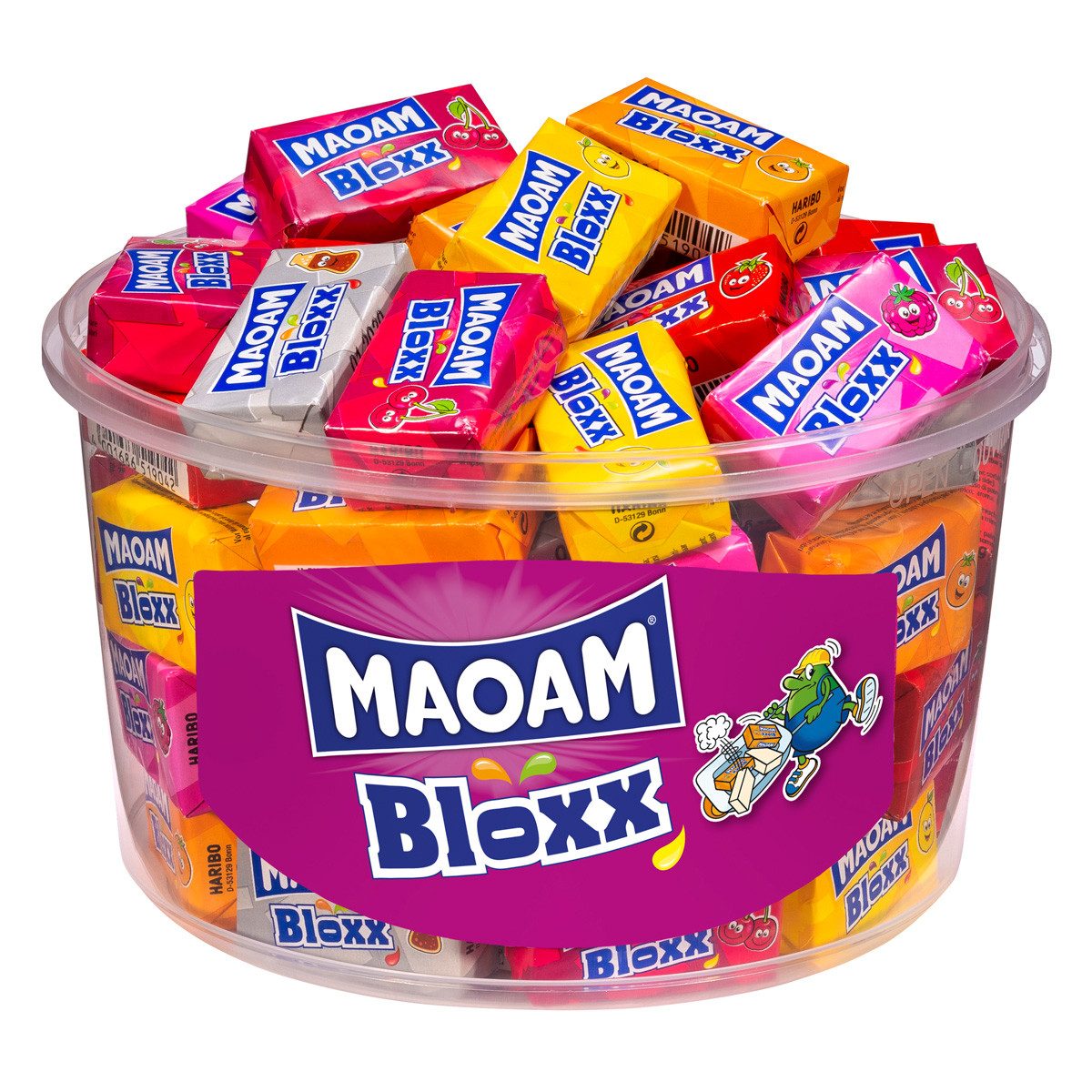 MAOAM Süßigkeit, Maoam Bloxx 50 einzeln gewickelte Kaubonbons 6fach sortiert 1100g