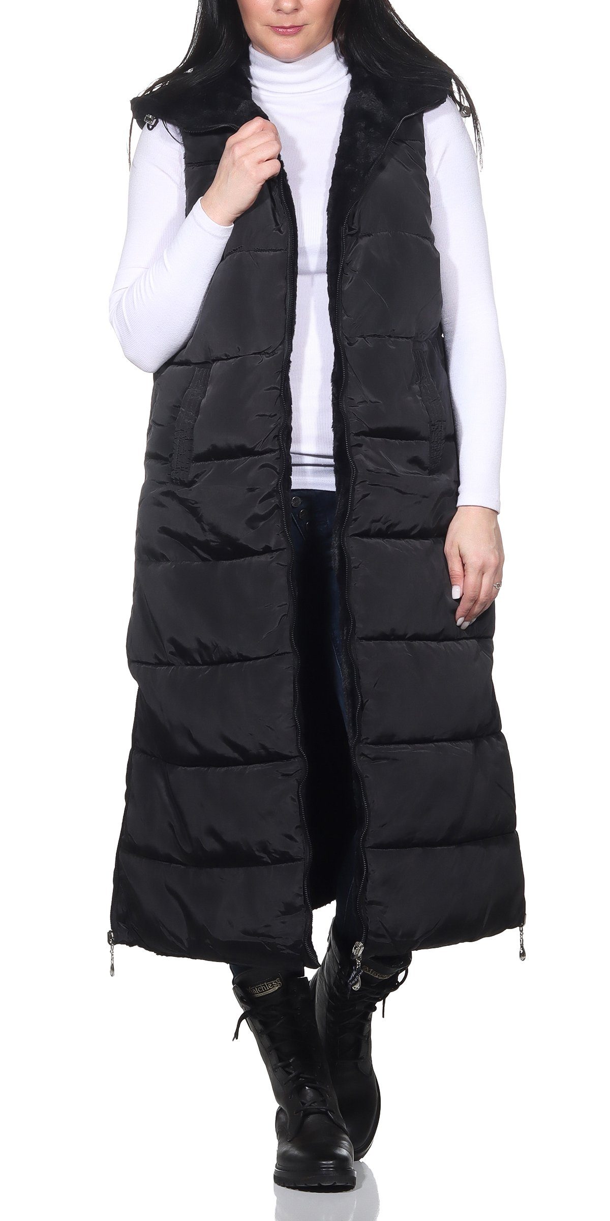 Aurela Damenmode Longweste Warme Steppweste Damen günstig online kaufen