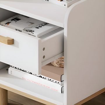 HIYORI Nachttisch Nachttisch Beistelltisch Minimalistisches Design Kindermöbel, mit einem Schublade und einem Fach Aufbewahrung Kiefer
