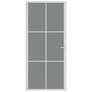 vidaXL Haustür Innentür 93x201,5 cm Weiß ESG-Glas und Aluminium Zimmertür Glastür
