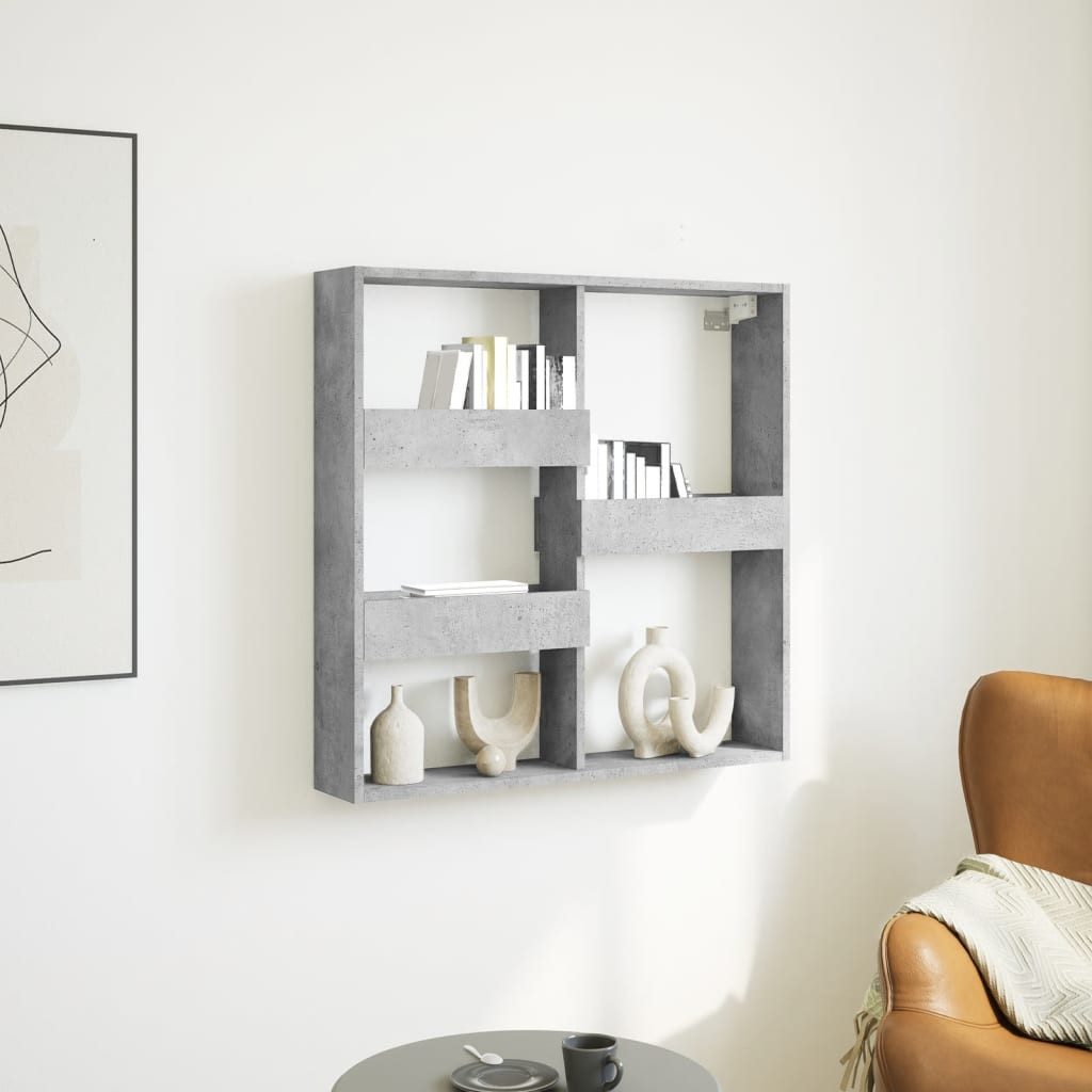 furnicato Wandhängeschrank Wandschrank 80 x 15 x 80 cm Betongrau, 1-tlg., Platzsparende Hängevitrine mit viel Stauraum für deine Ordnung