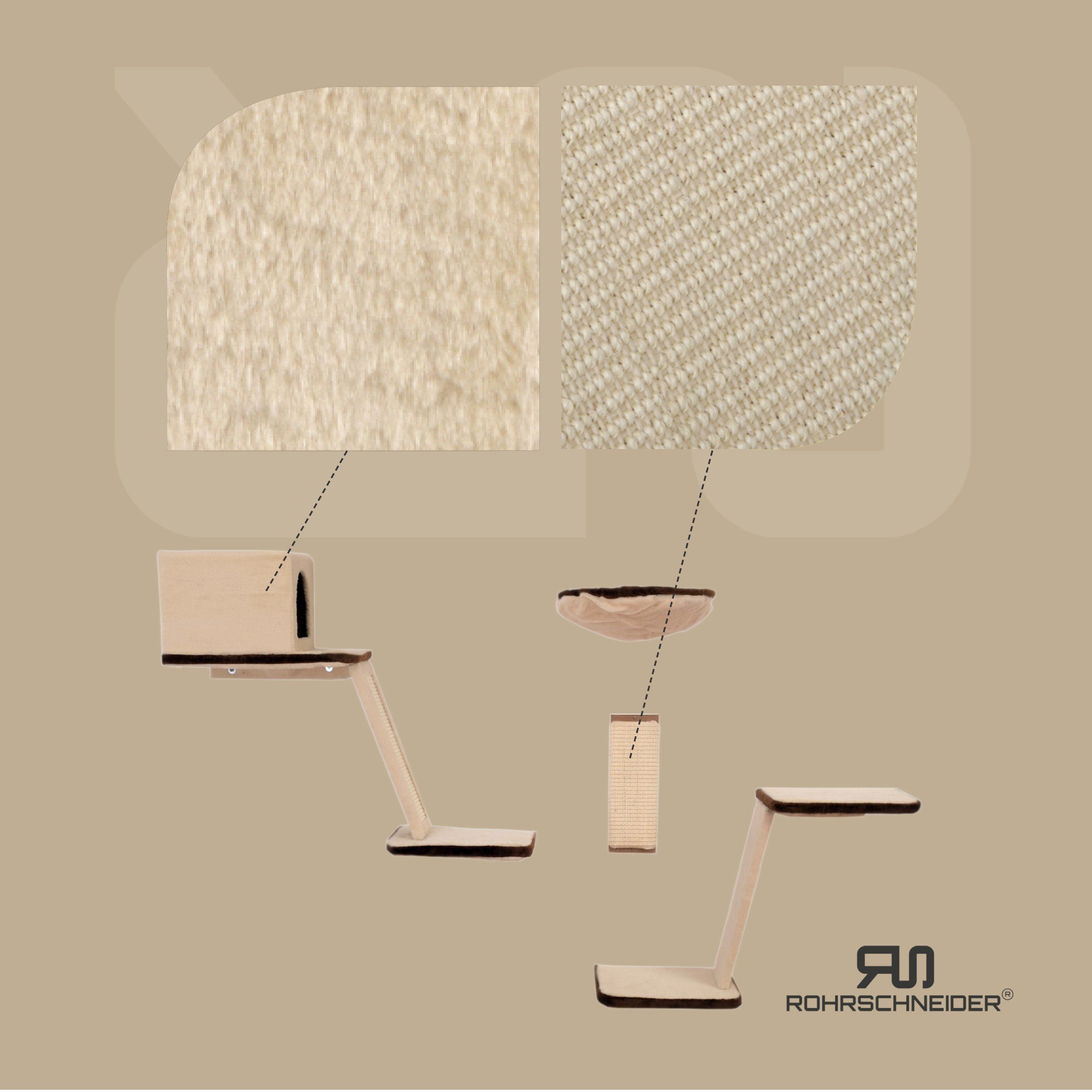 Rohrschneider Katzen-Kletterwand Katzen Kletterwand 8er Set + 2 Extra Spielkugeln