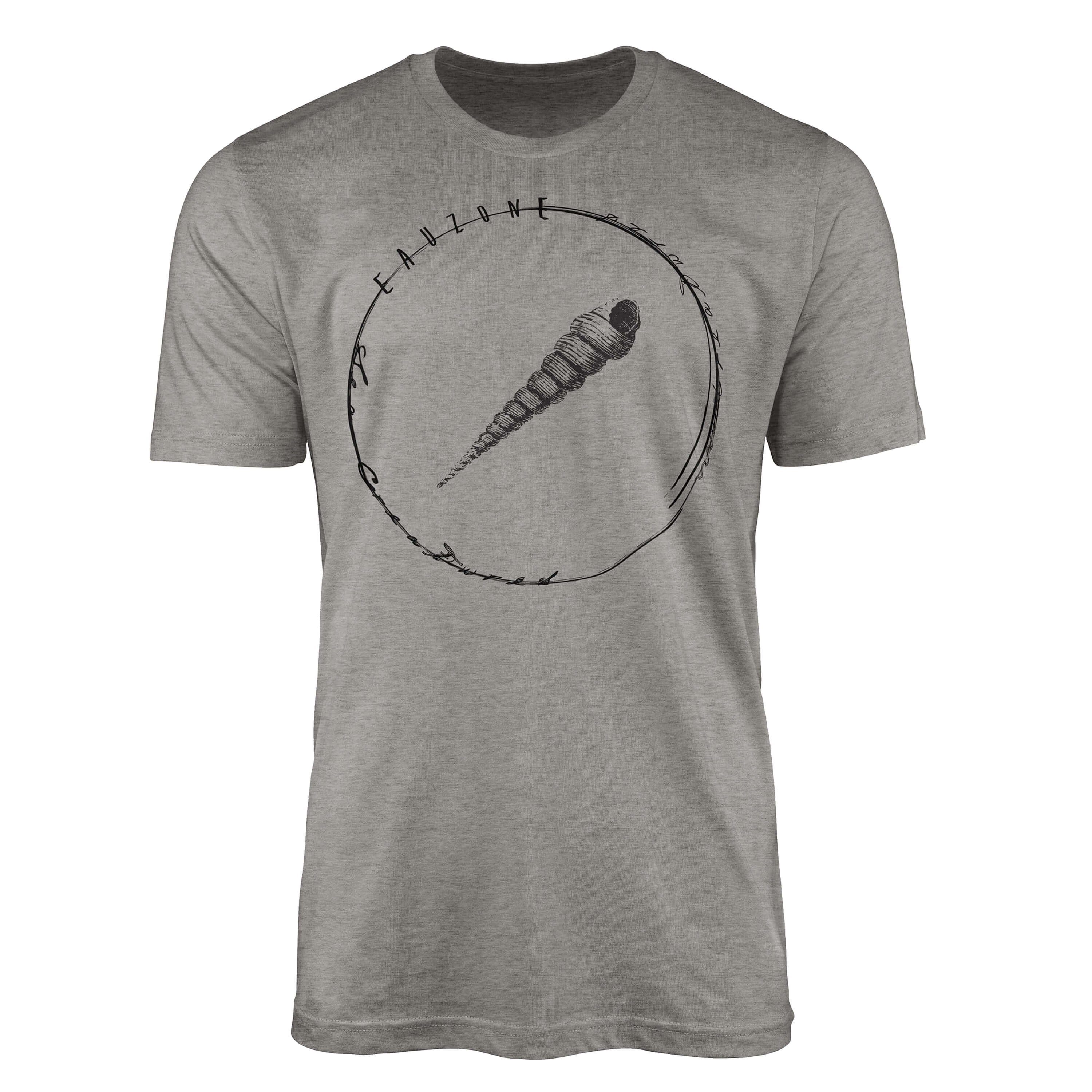 Sinus Art T-Shirt Sea Struktur und / sportlicher Sea Ash Schnitt T-Shirt 011 Serie: Creatures, Tiefsee Fische - feine
