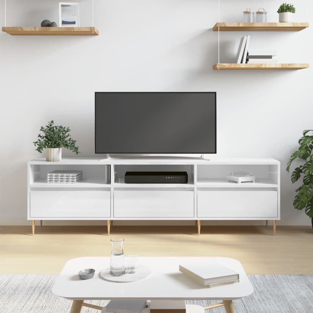 furnicato TV-Schrank Holzwerkstoff 150x30x44,5 cm Hochglanz-Weiß