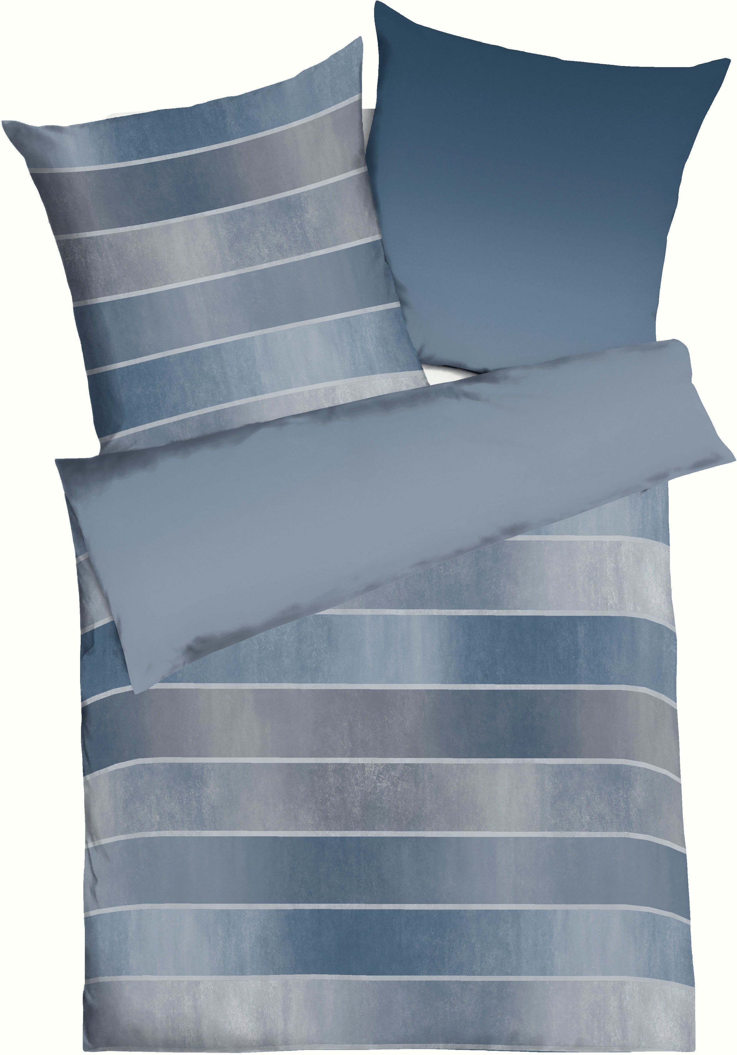 Kaeppel Wendebettwäsche TIMELESS 100% Baumwolle, Mako-Satin, 2 teilig, mit breiten Streifen, Wendeoptik, Markenreißverschluss