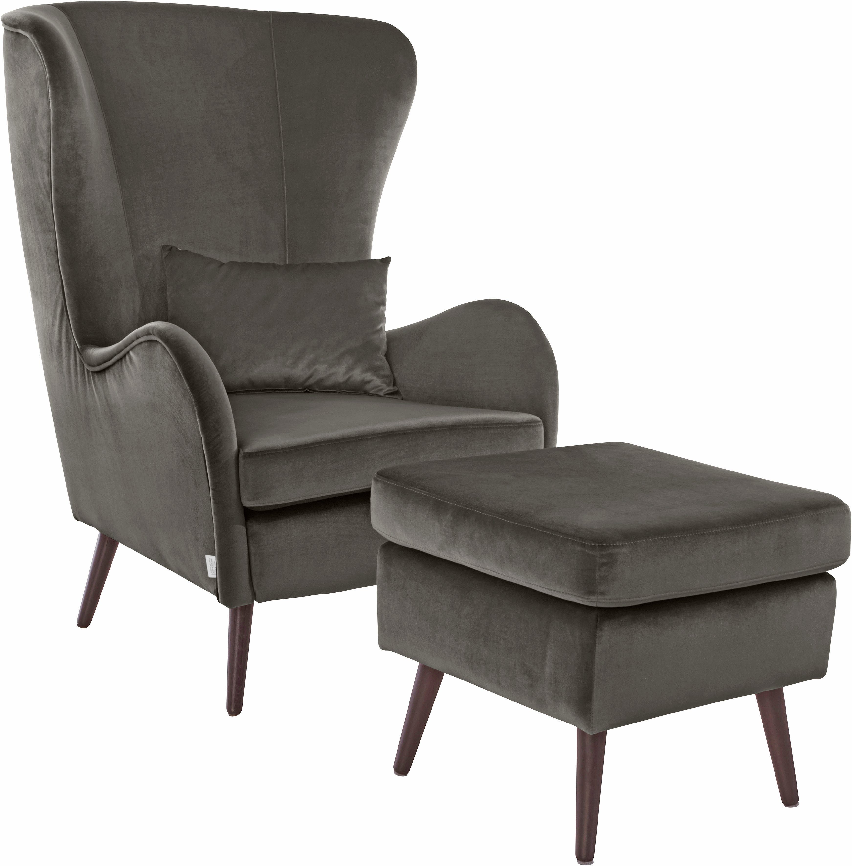 Home affaire Sessel Sallito, TV-Sessel, Ohrensessel mit, Hocker, in vielen Bezugsqualitäten, auch in Samtcord