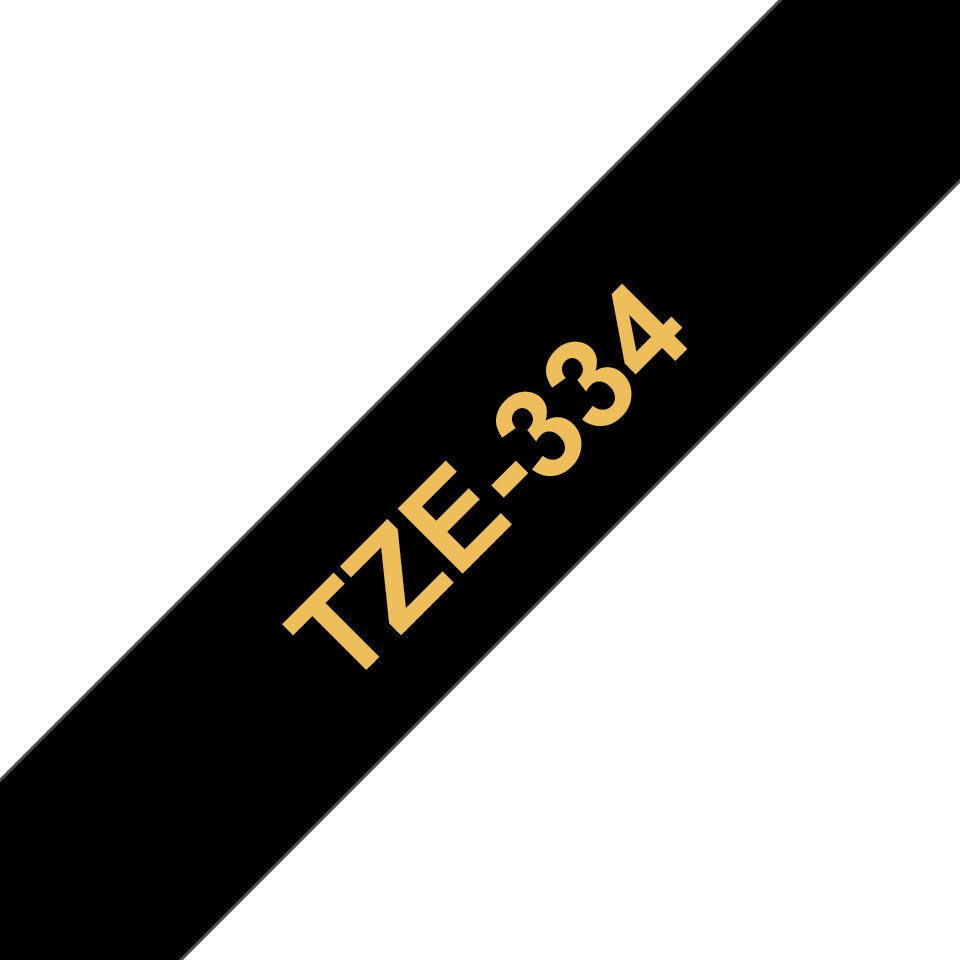 Brother Schriftband TZe-334 (lam) Gold auf Schwarz 12mm x Tintenpatrone