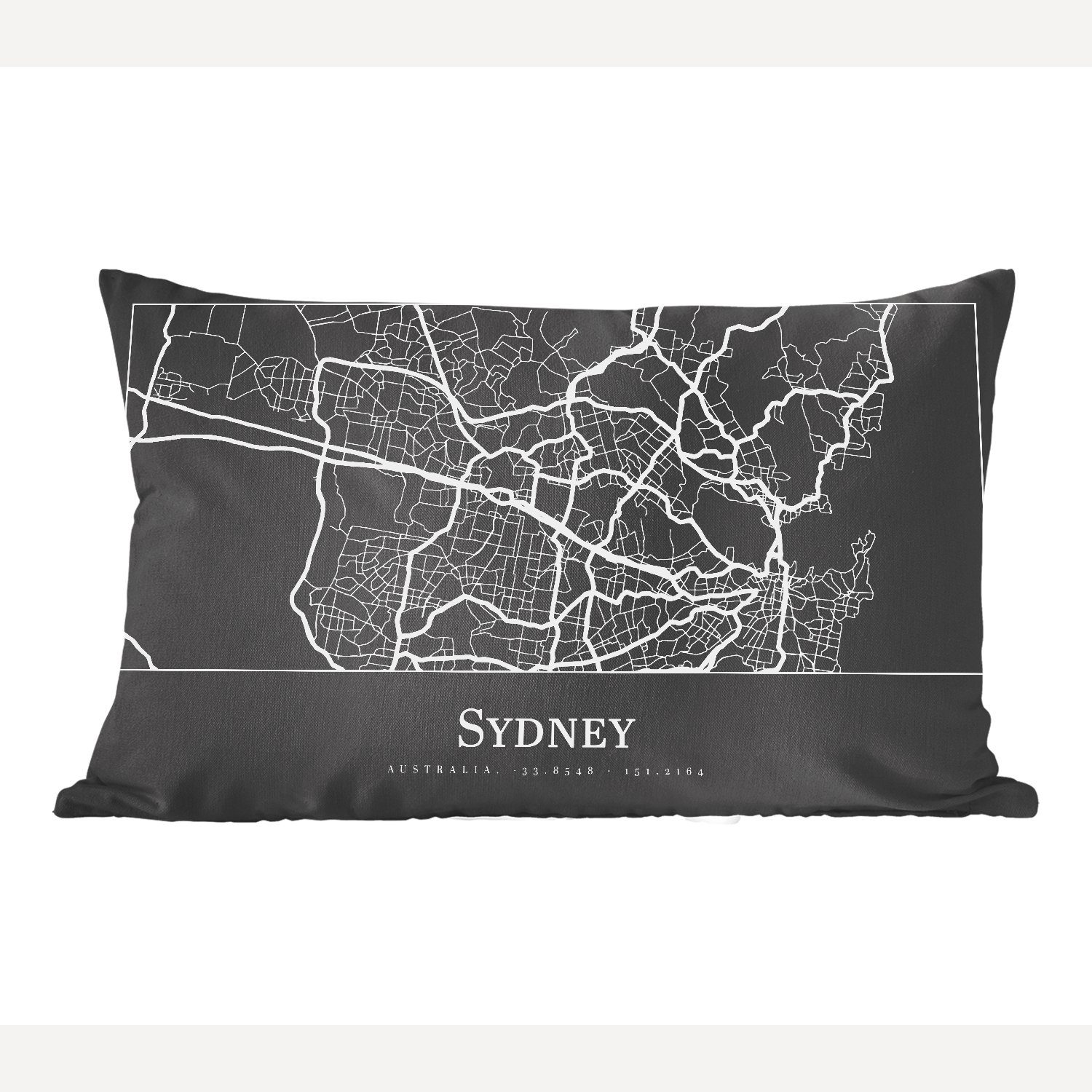 MuchoWow Dekokissen Karte - Sydney - Stadtplan, Wohzimmer Dekoration, Zierkissen, Dekokissen mit Füllung, Schlafzimmer
