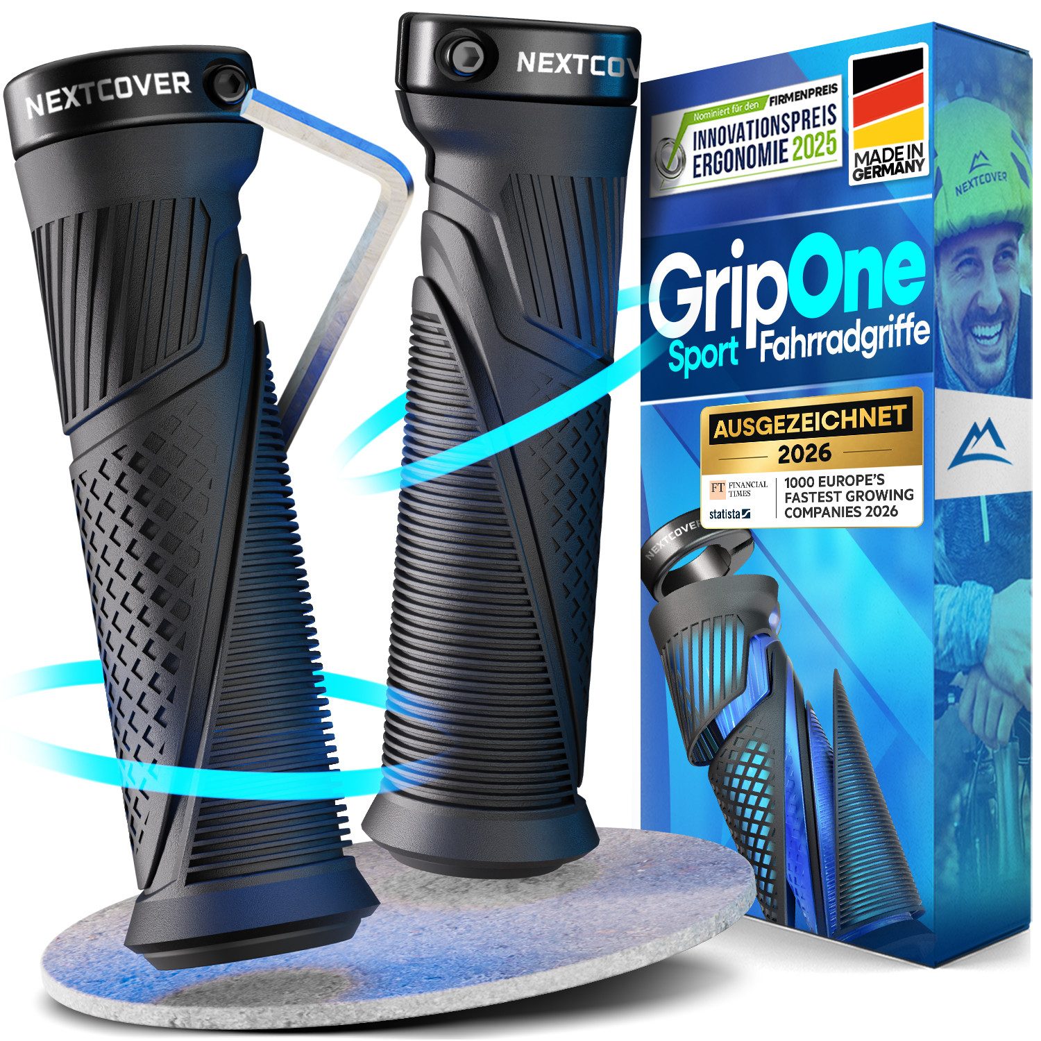 Nextcover Fahrradlenkergriff NEXTCOVER® Fahrradgriffe ergonomisch mit [Comfort-Grip-Technologie]
