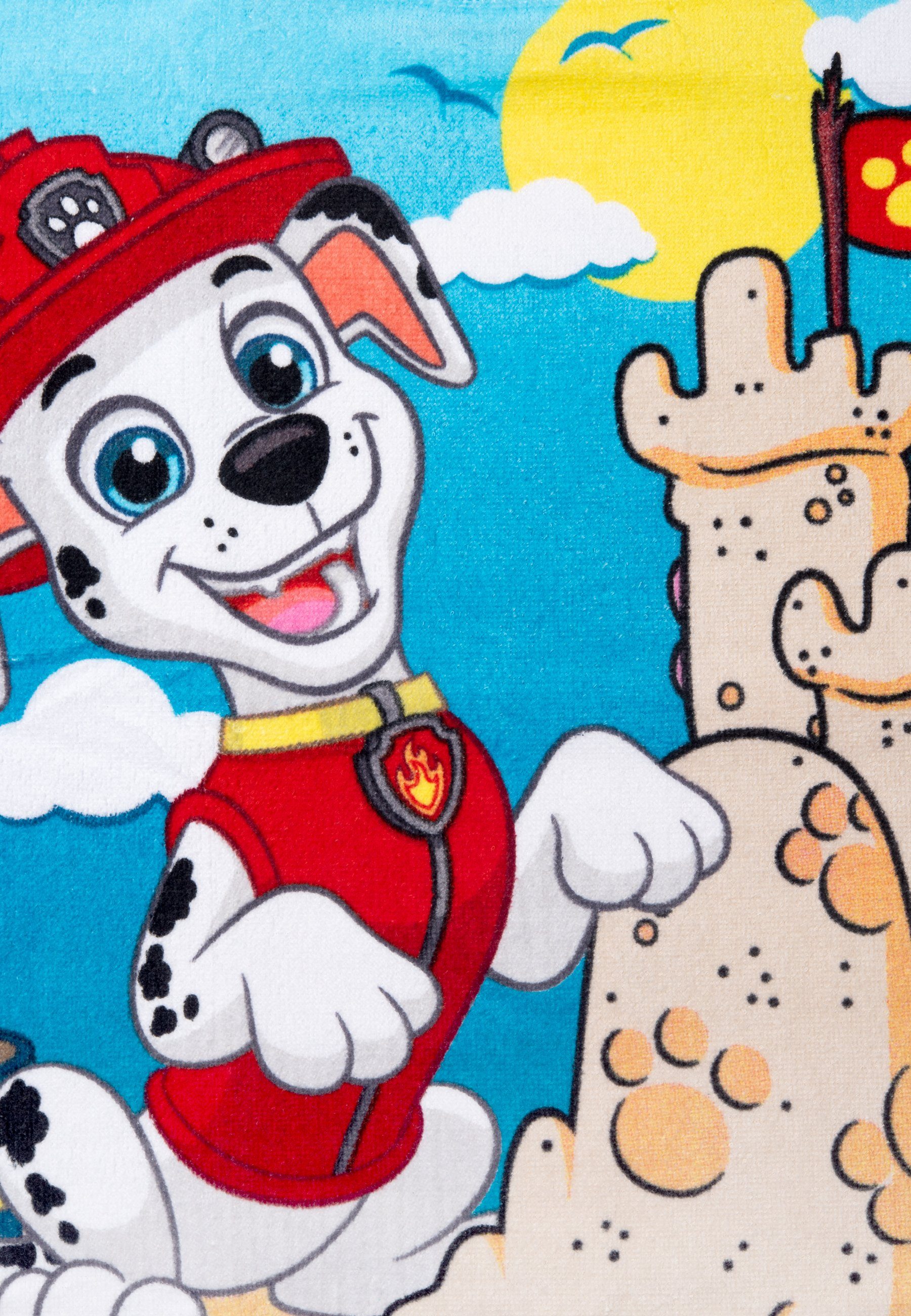 United Labels® Strandtücher Paw Patrol - Marshall und Sandburg - Badeponcho mit Kapuze