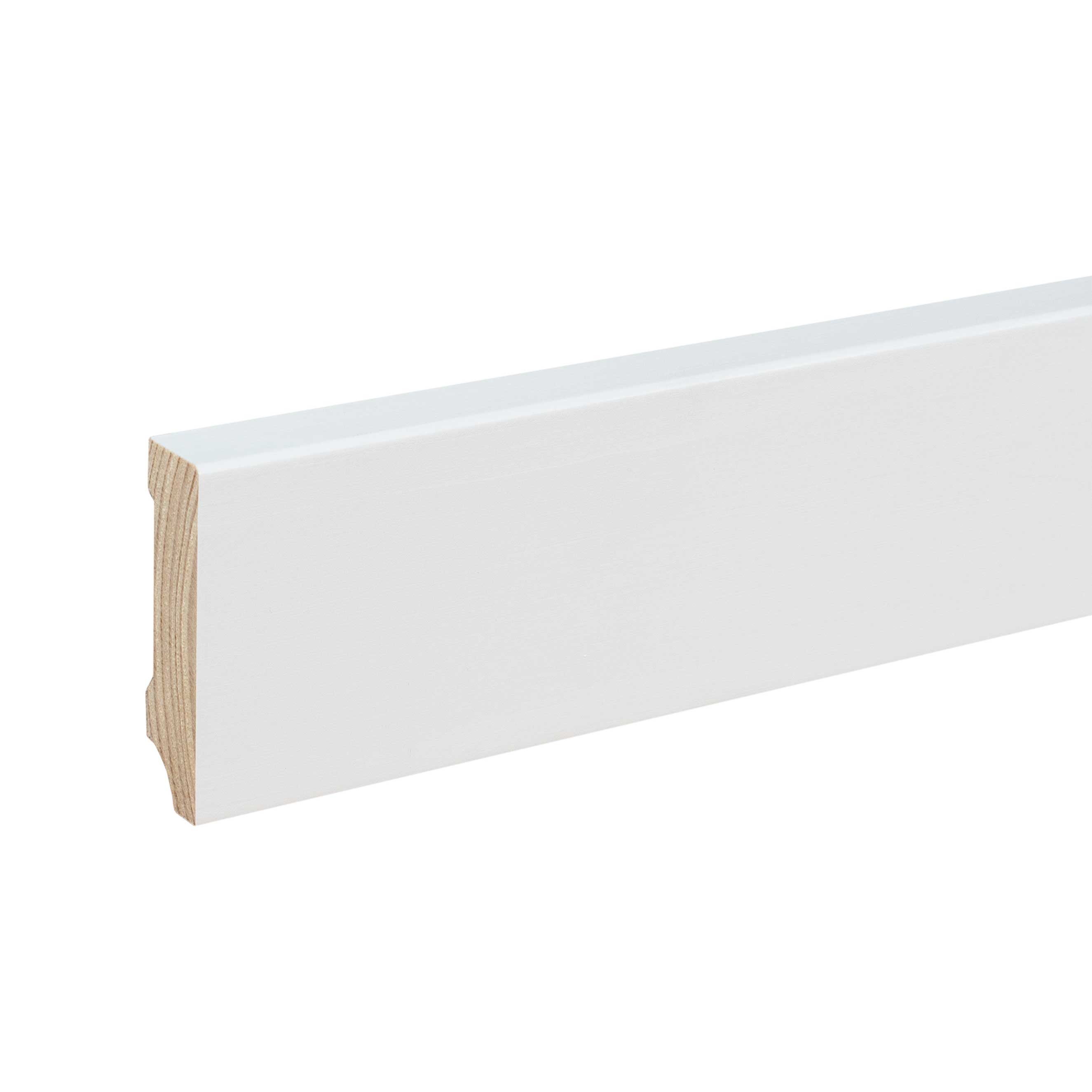 PROVISTON Sockelleiste 16 x 60 x 2400 mm Fußleiste Massivholz Weiß by PROVISTON, L: 240 cm, Spar-Set, 5-St.