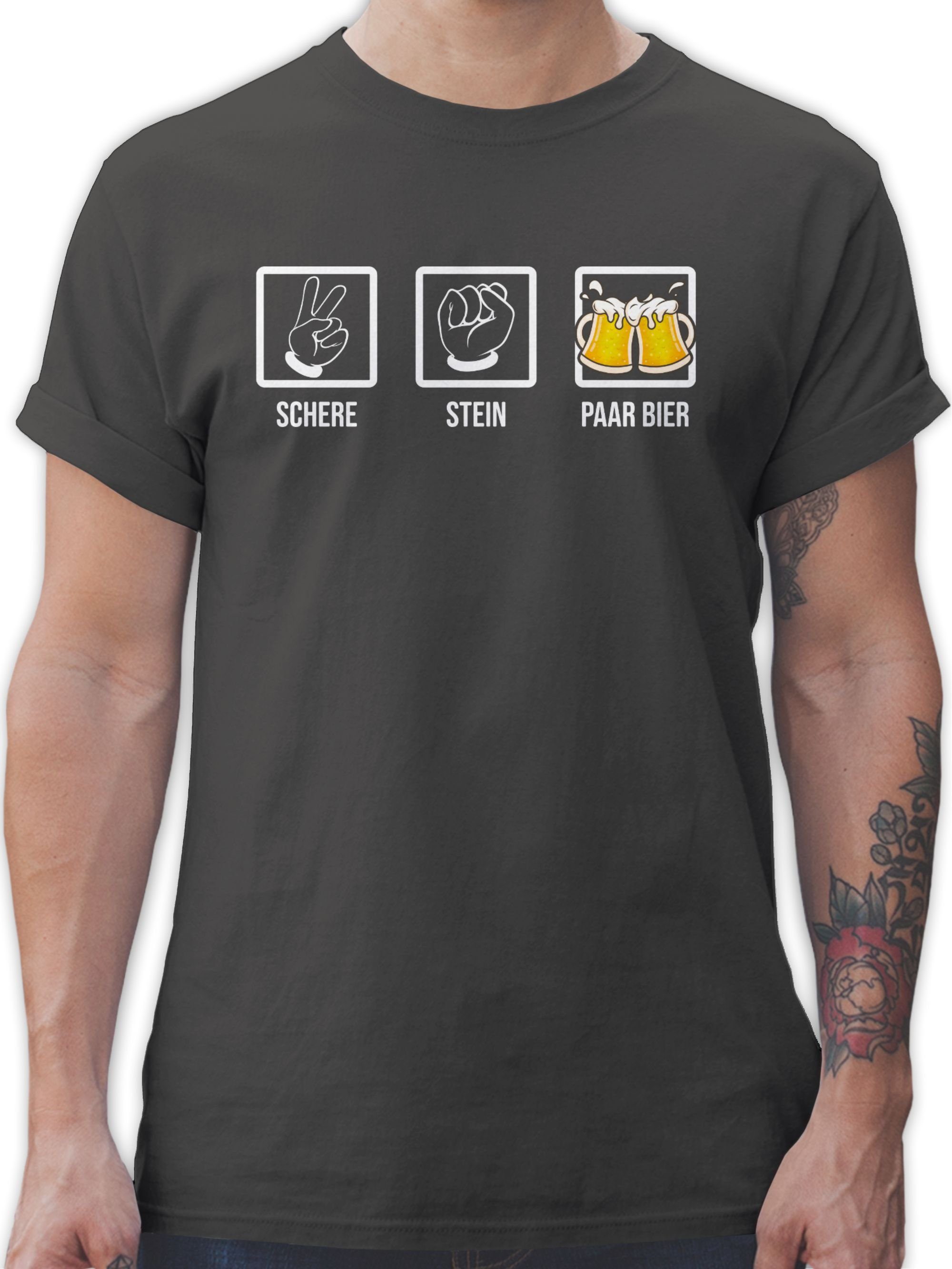 02 Stein Papa Schere für Shirtracer Saufen Bier T-Shirt - Dunkelgrau Bierliebhaber Paar Betrinken Hopfe Geschenk Vatertag Lustiges