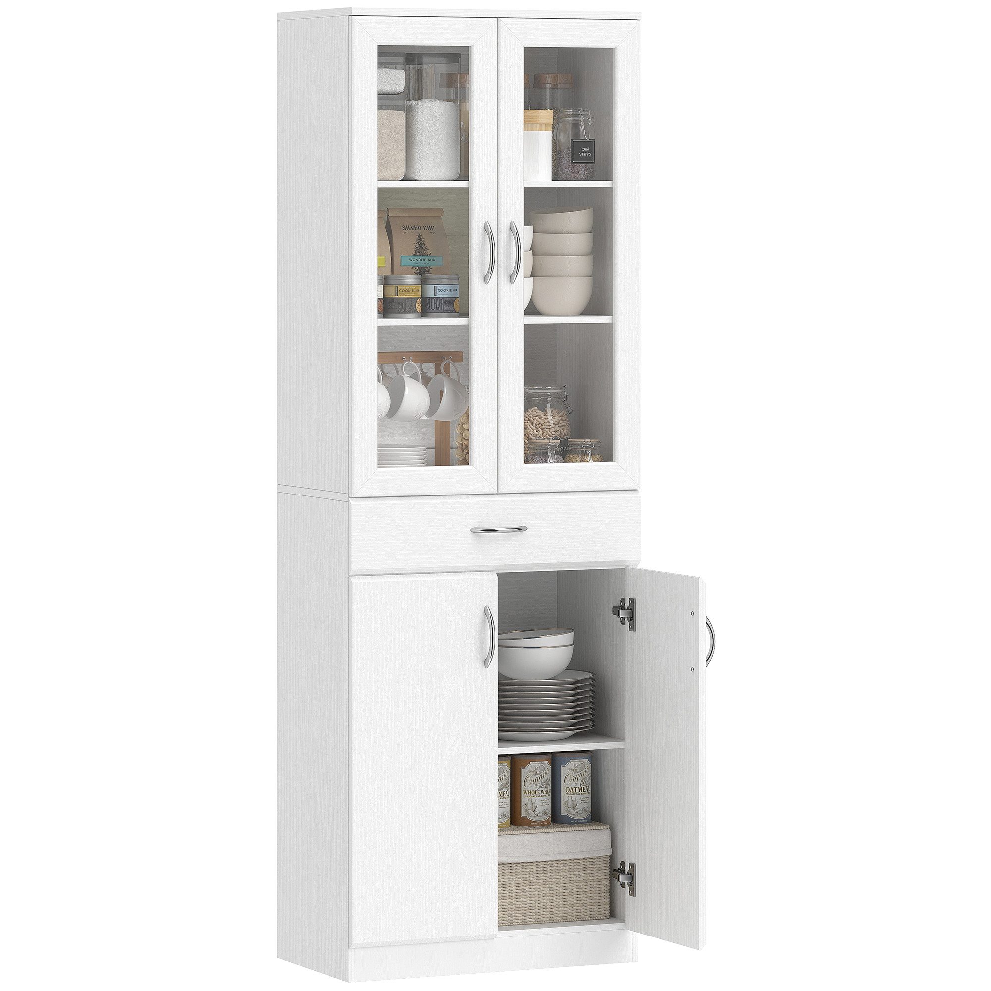 HOMCOM Küchenbuffet mit verstellbar Regal, Schublade, 2 Schrank, Soft-Close günstig online kaufen