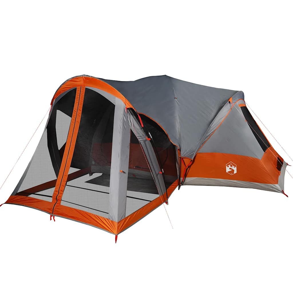 vidaXL Tipi-Zelt Tipi-Familienzelt 8 Personen Grau und Orange Wasserdicht, Personen: 8 (1 tlg)