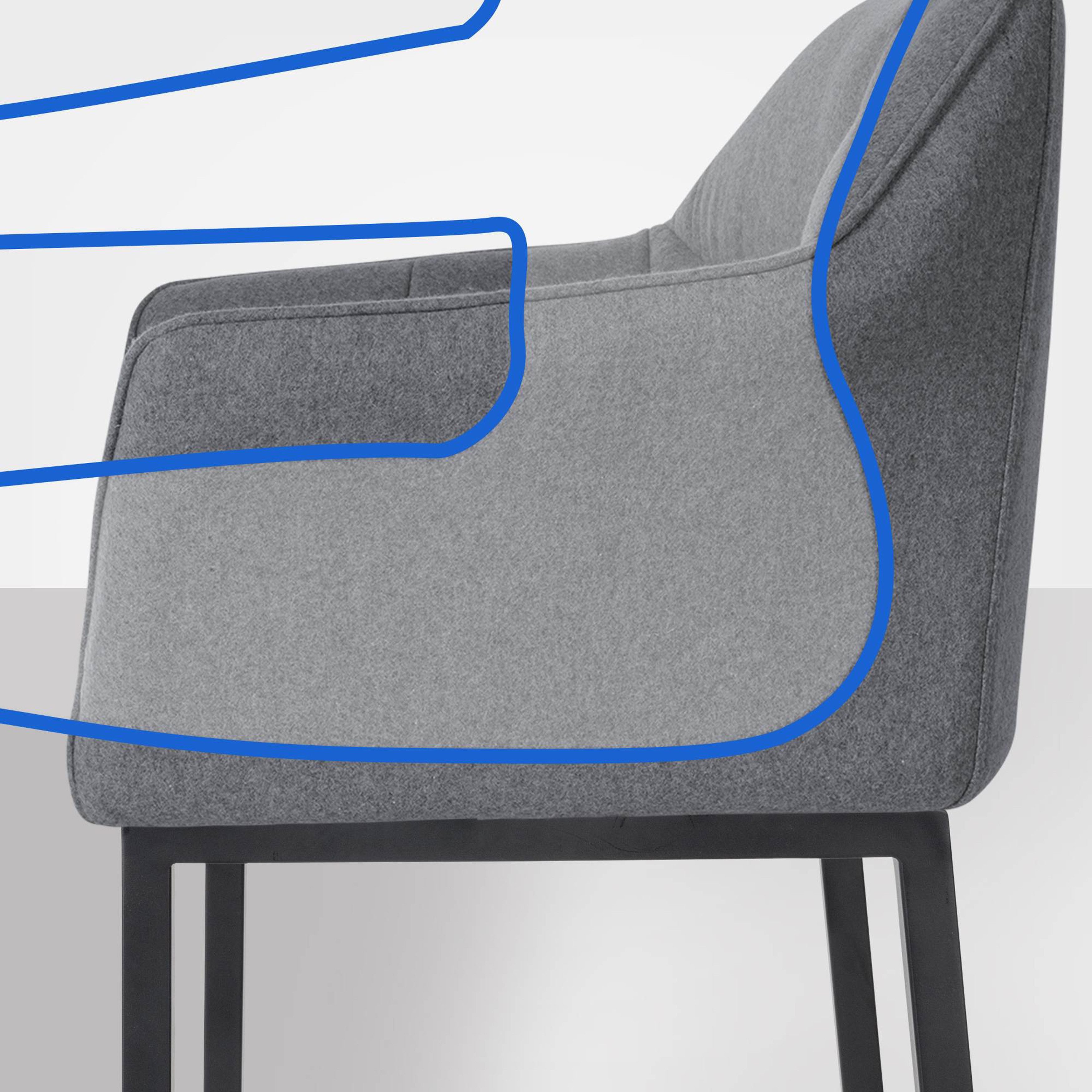 TPFLiving Barhocker 4 Beine (Barstuhl - Hocker für Küche - stabiles Vierfußgestell), Thekenstuhl mit bequemer Sitzfläche: Filz grau