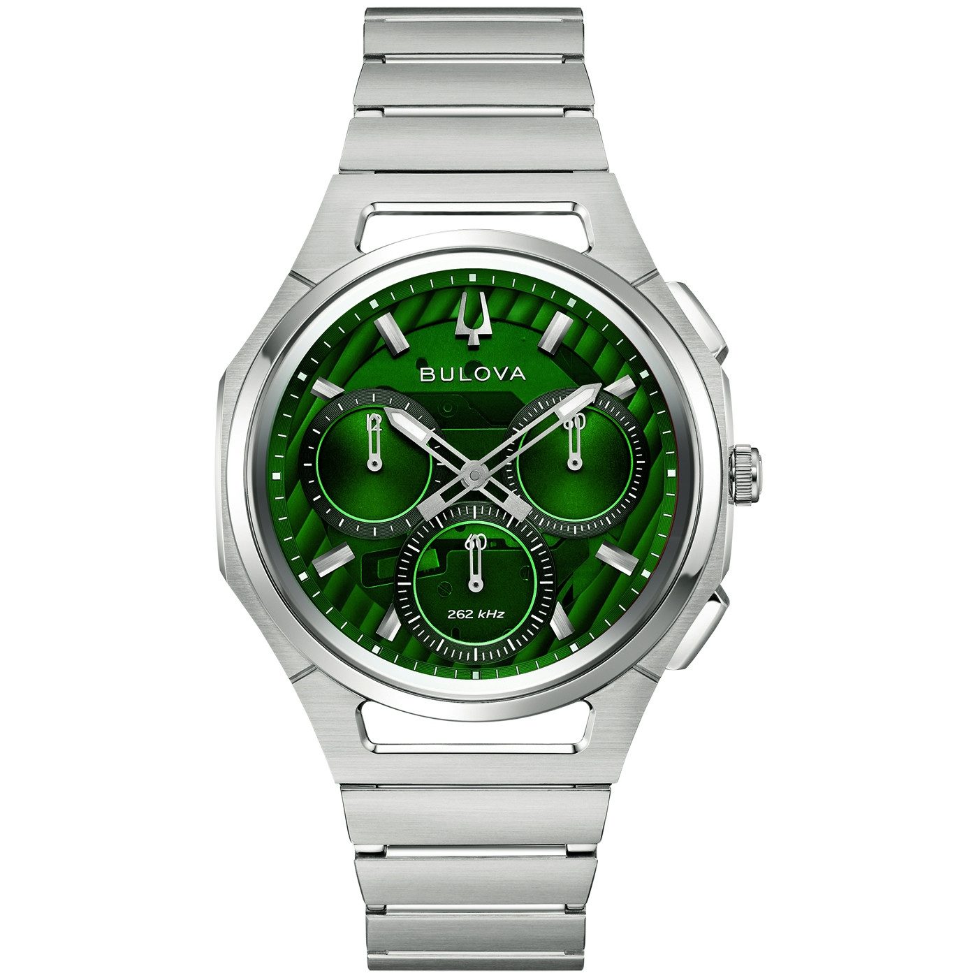 Bulova Chronograph Curv 96A338, Quarzuhr, Armbanduhr, Herrenuhr, Edelstahlarmband, analog