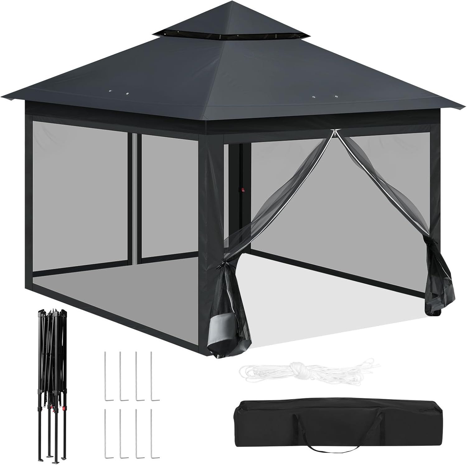 Woltu Pavillon, mit 4 Seitenteilen, 3x3 m, mit Moskitonetz, 4 Seitenteilen, günstig online kaufen