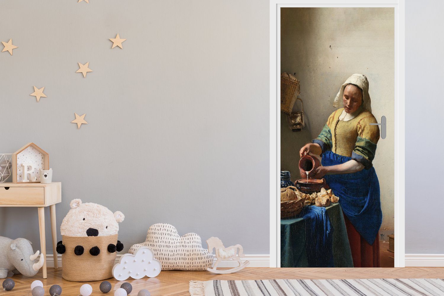 cm Türaufkleber, Fototapete - Tür, Das Türtapete bedruckt, St), Milchmädchen Alte Vermeer (1 für - Matt, 75x205 MuchoWow Meister,