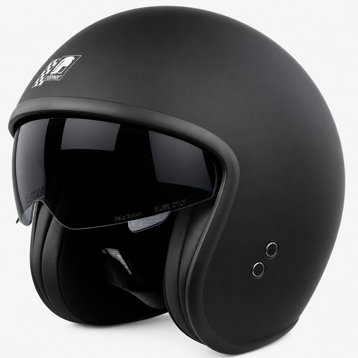 RÖMER HELME Motorradhelm RR10701 - Jethelm mit Sonnenvisier + gratis klarem Visier, mattschwarz, Sonnenblende & klares Visier auswechselbar