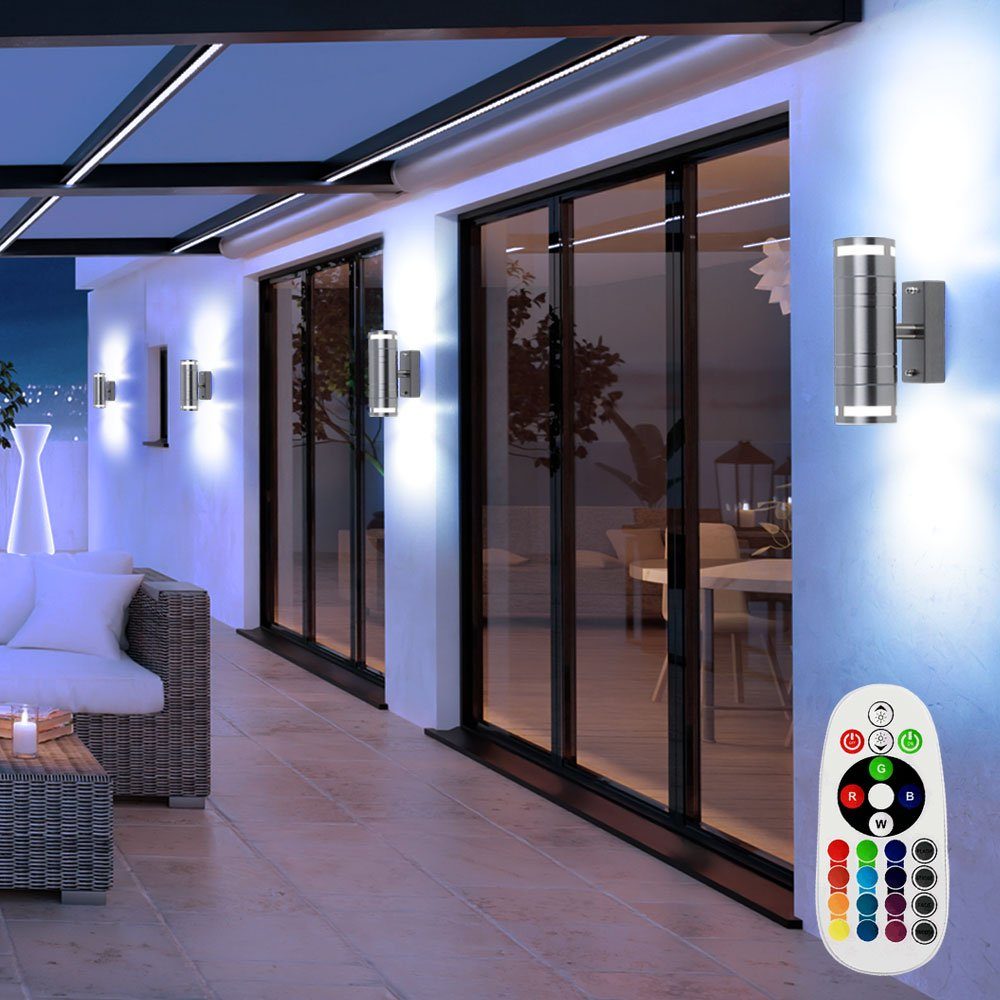 etc-shop LED 3er RGB Fassaden inklusive, Leuchtmittel Farbwechsel, Down Up Strahler Set Warmweiß, Lampen Außen Außen-Wandleuchte, dimmbar