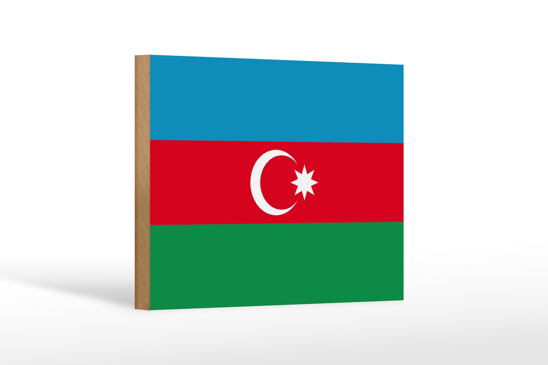 Femer GmbH Holzbild Flagge Aserbaidschan 18x12cm Flag of Azerbaijan, Flaggen (1 St), Glatte Holzfaserplatte (MDF), vorn beschichtet