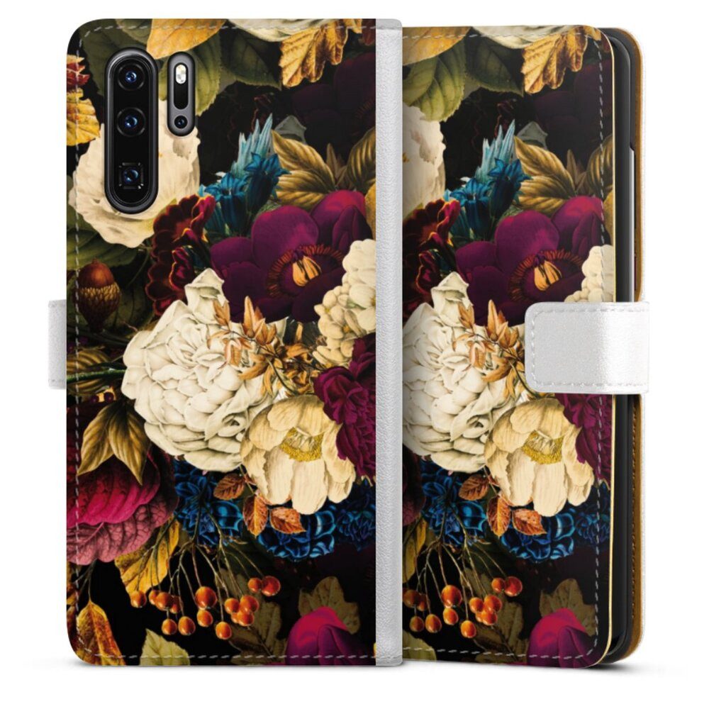 DeinDesign Handyhülle Vintage Blumen Muster Dark Vintage Flowers, Huawei P30 Pro New Edition Hülle Handy Flip Case Wallet Cover