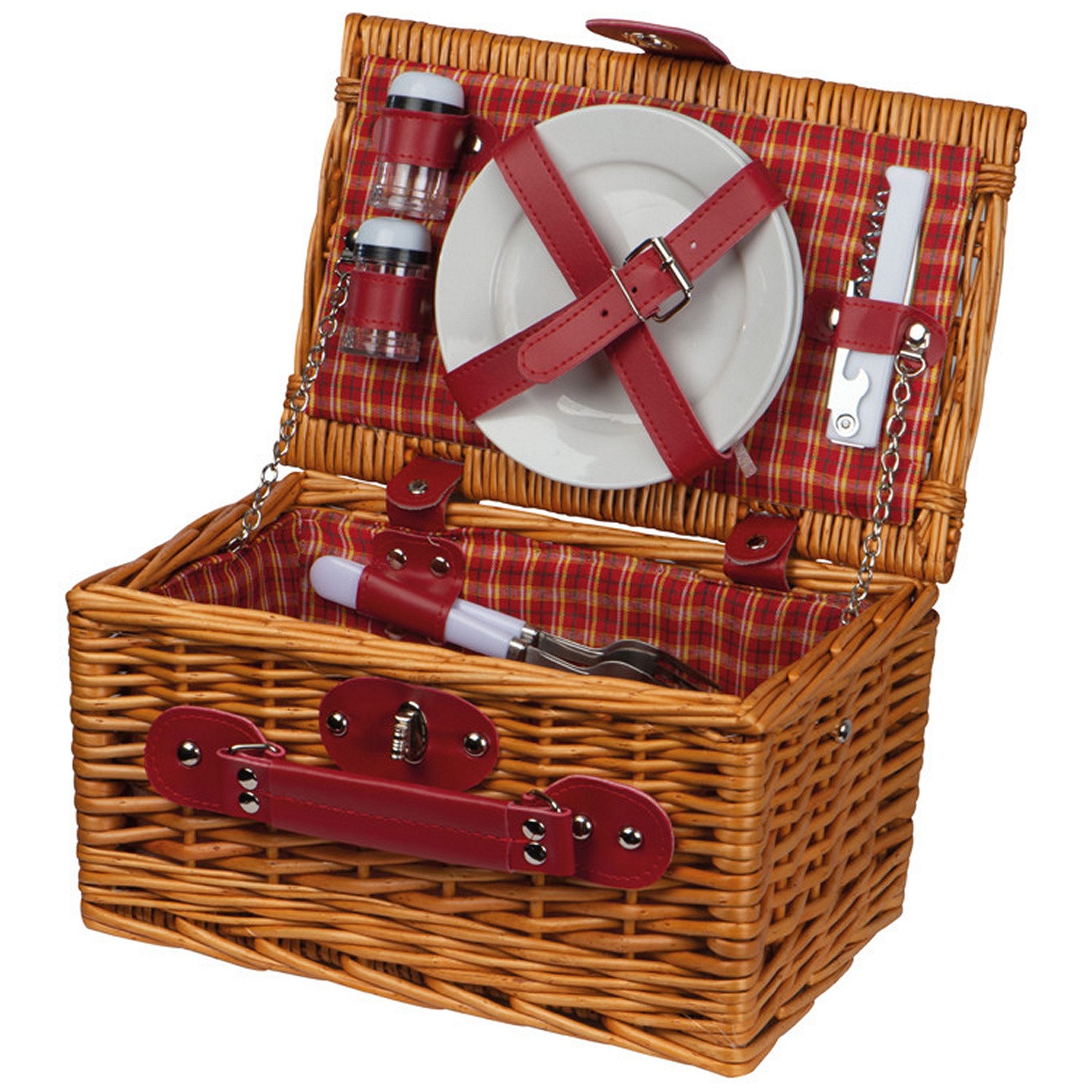 Picknickkorb Picknickkorb für 2 Personen / mit Besteck,Saz+Pfefferstreuer,Kellnerme