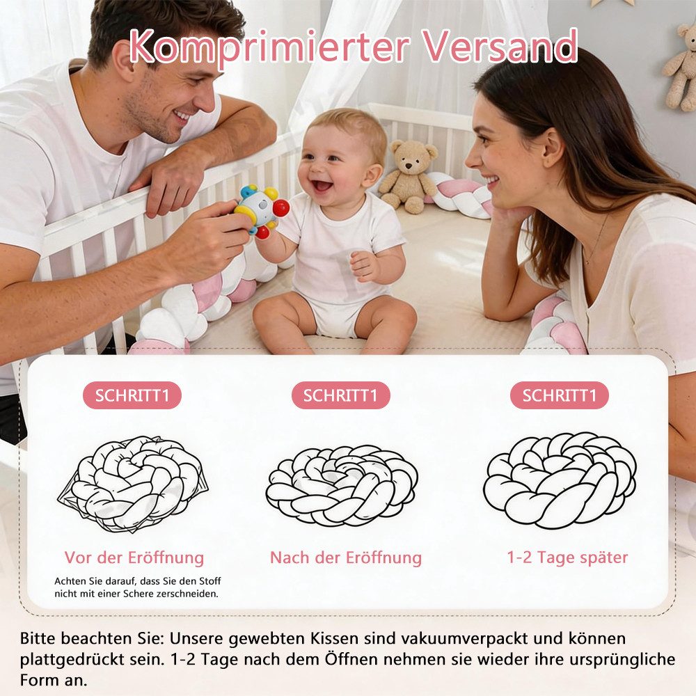 TUWENA Nestchenschlange Baby Nestchenschlange, Rundum-Schutz-Kissen,Ästhetik Geknotetes Kissen – Bild 4 von 5