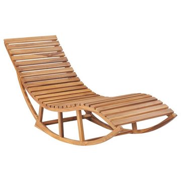 vidaXL Gartenlounge-Sessel Liegestuhl Schaukelliege Holzliege mit grüner Auflage Massivholz Teak