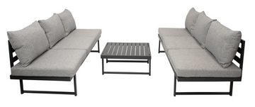 DEGAMO Gartenlounge-Set BOGOTA, (1-tlg), Aluminium grau beschichtet, mit Liegefunktion, Kissen hellgrau