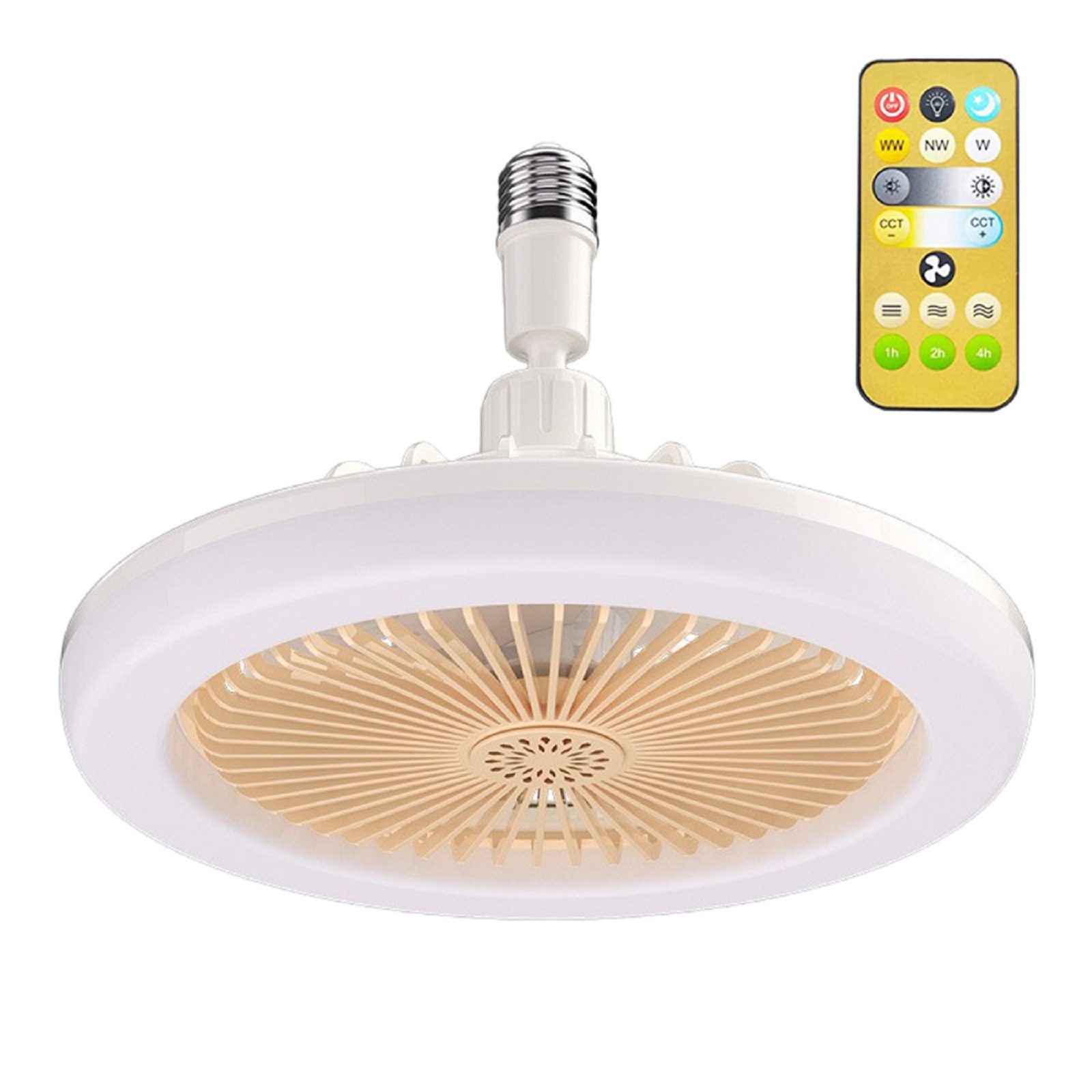 Laybasic Deckenventilator E27 Deckenventilator Fernbedienung Lampe mit Ventilator Dimmbar, 3 Geschwindigkeiten Schlafzimmer