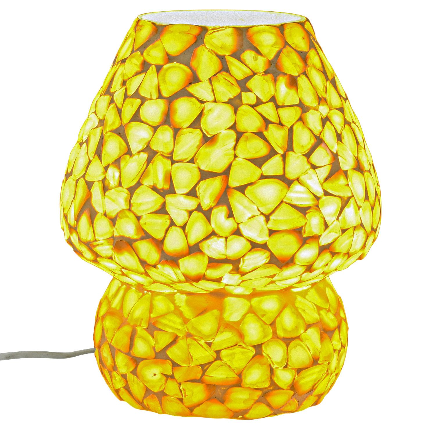 Marrakesch Orient & Mediterran Interior Nachttischlampe Boho Deko Tischlampe Nachtischlampe aus Muscheln Mosaik Aubina -2-, Handarbeit