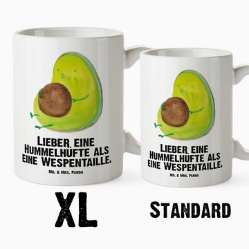 Mr. & Mrs. Panda Tasse Avocado Pfeifen - Weiß - Geschenk, Vegan, Große Tasse, dick sein, XL, XL Tasse Keramik, Liebevolles Design
