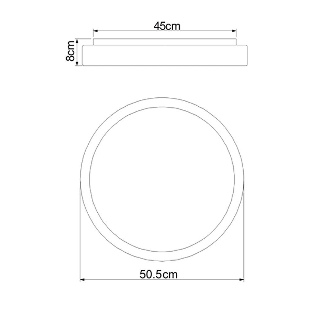 Globo Kaltweiß, 50,5cm LED LED verbaut, Deckenleuchte, D LED-Leuchtmittel Dimmbar Tageslichtweiß, Deckenlampe Neutralweiß, Schlafzimmerleuchte Warmweiß, fest Fernbedienung CCT