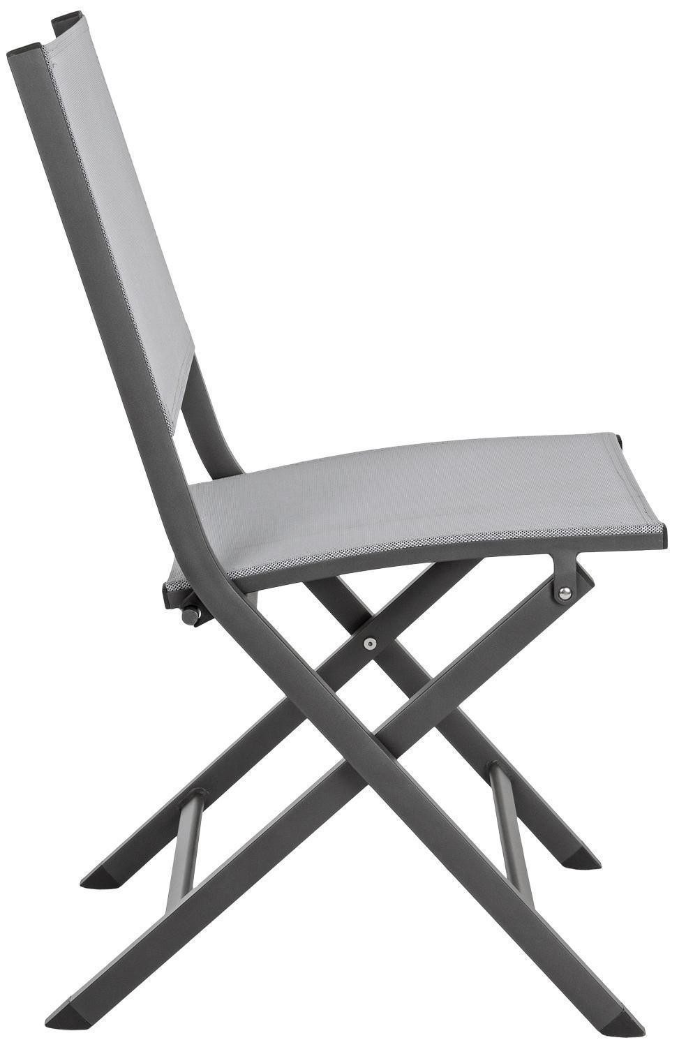 Bizzotto Gartenstuhl ELIN, Textilen, Aluminium, Anthrazit, Grau, klappbar
