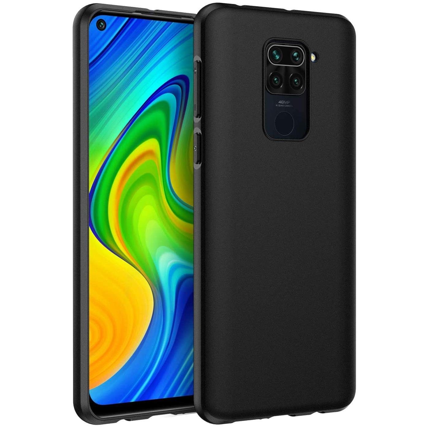 CoolGadget Handyhülle Handy Schutzhülle für Xiaomi Redmi Note 9 matt schwarz 6,53 Zoll, Silikon TPU Hülle Schutz Tasche Cover schlicht Slim Case