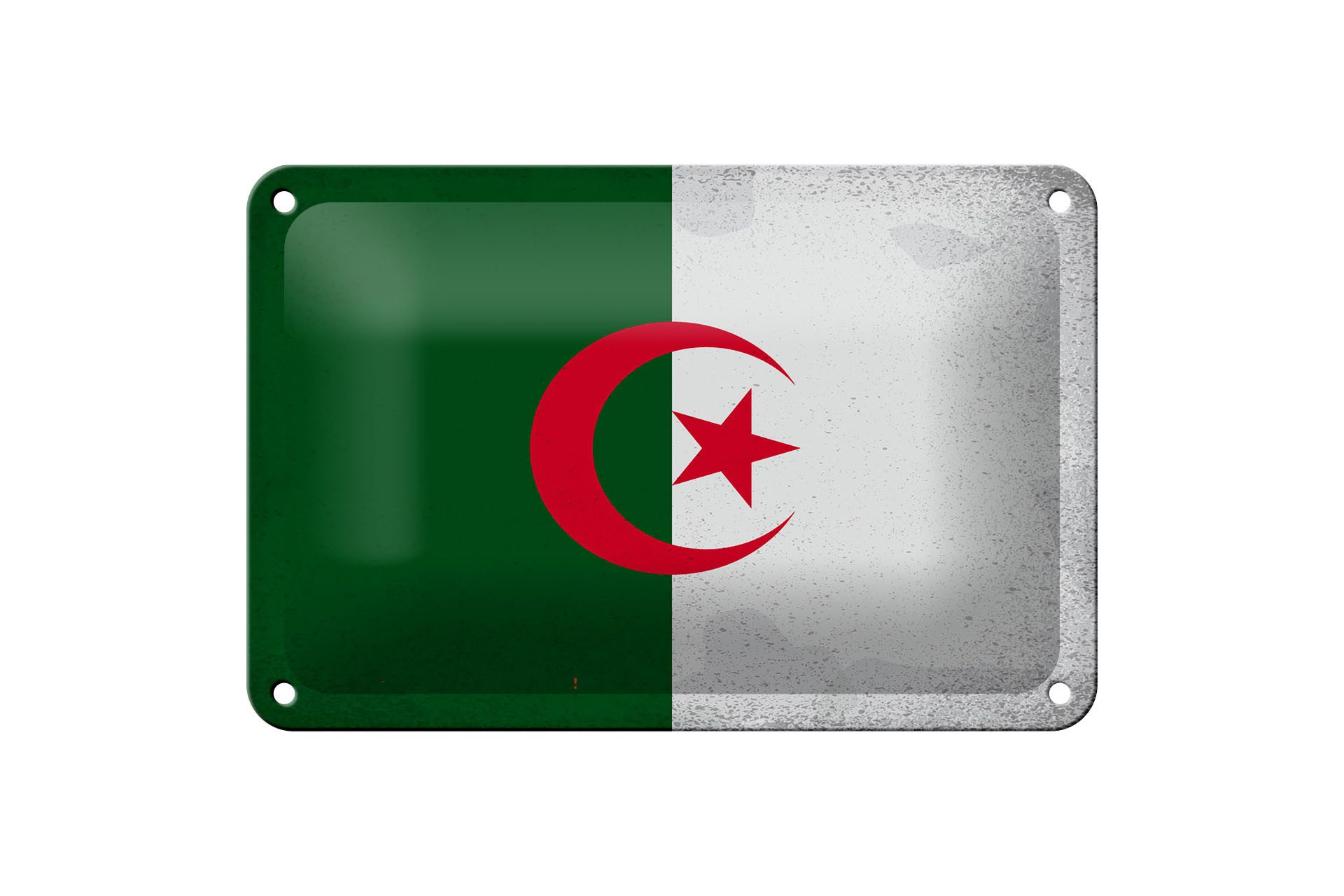 Femer GmbH Metallschild Flagge Algerien 18x12cm Flag Algeria Vintage, (1 St), gewölbte Oberfläche, abgerundete Ecken, umgeschlagene Kanten