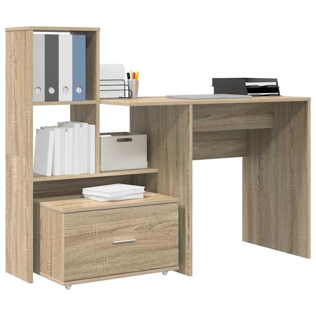 vidaXL Schreibtisch Schreibtisch Sonoma-Eiche 131,5 x 50 x 106,5 cm Holzwer günstig online kaufen