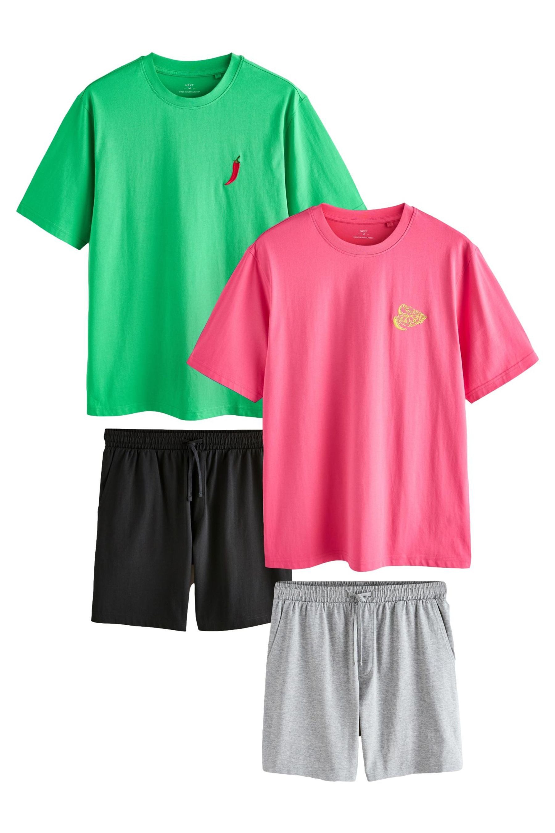 Next Pyjama Kurzärmeliger Schlafanzug mit Grafik, 2er-Pack (4 tlg)