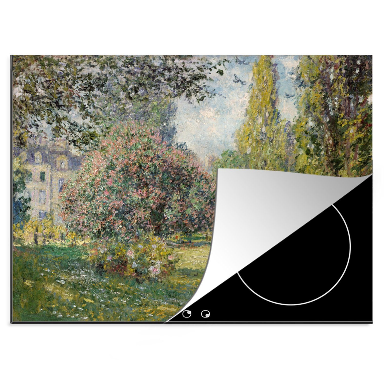 MuchoWow Herdblende-/Abdeckplatte Der Park Monceau - Gemälde von Claude Monet, Vinyl, (1 tlg), 70x52 cm, Mobile Arbeitsfläche nutzbar, Ceranfeldabdeckung