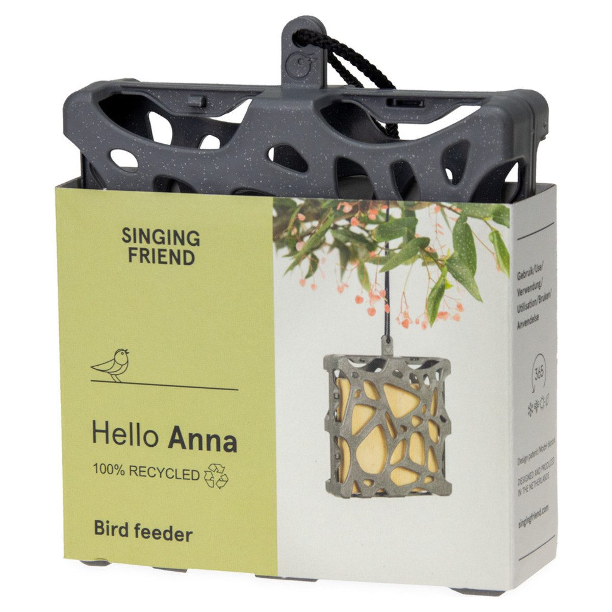 Singing Friend Vogelhaus Energieblock-Halter Anna inkl. Seil grau günstig online kaufen