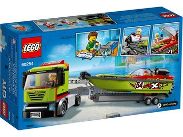 LEGO® Konstruktionsspielsteine LEGO® City - Rennboot-Transporter, (Set, 238 St)