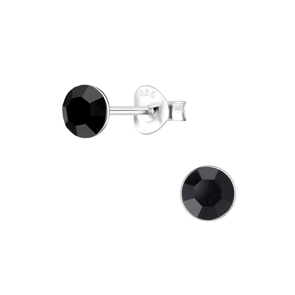 ALEXANDER YORK Paar Ohrstecker KRISTALL 5 mm I schwarz, 2-tlg., 925 Sterling Silber