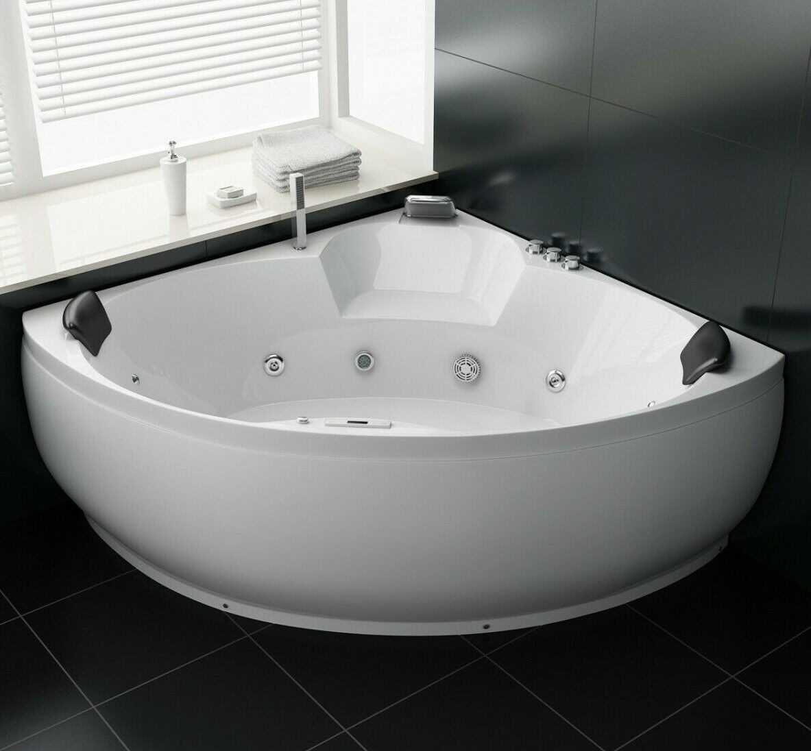 Thumbnail - DEKO VERTRIEB BAYERN Whirlpool-Badewanne Luxus LED Whirlpool Badewanne SET 150x150 +Heizung+Hydrojet +Ozon c