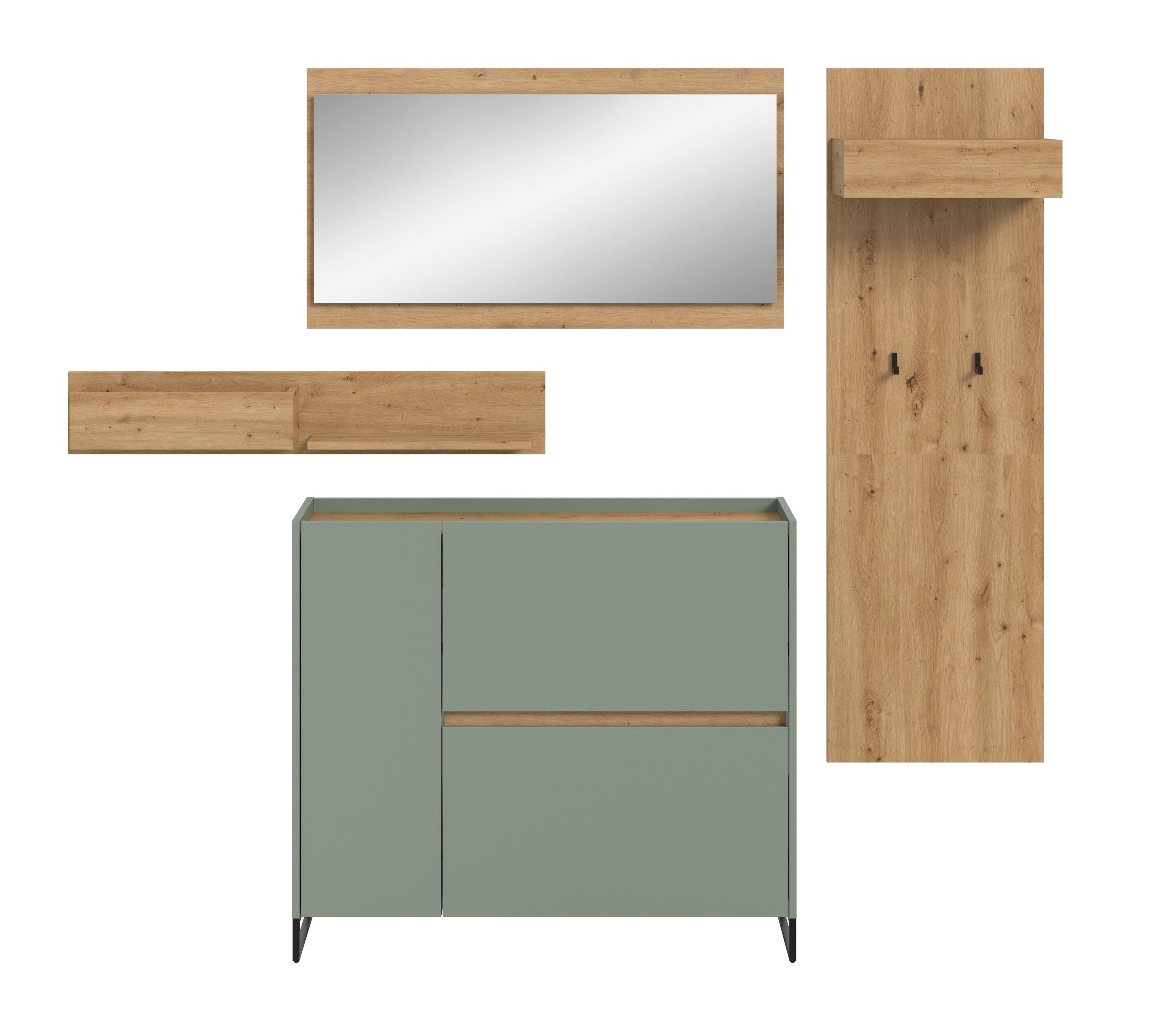 freiraum Garderoben-Set Drive, in Salbei - 192x175x32cm (BxHxT)